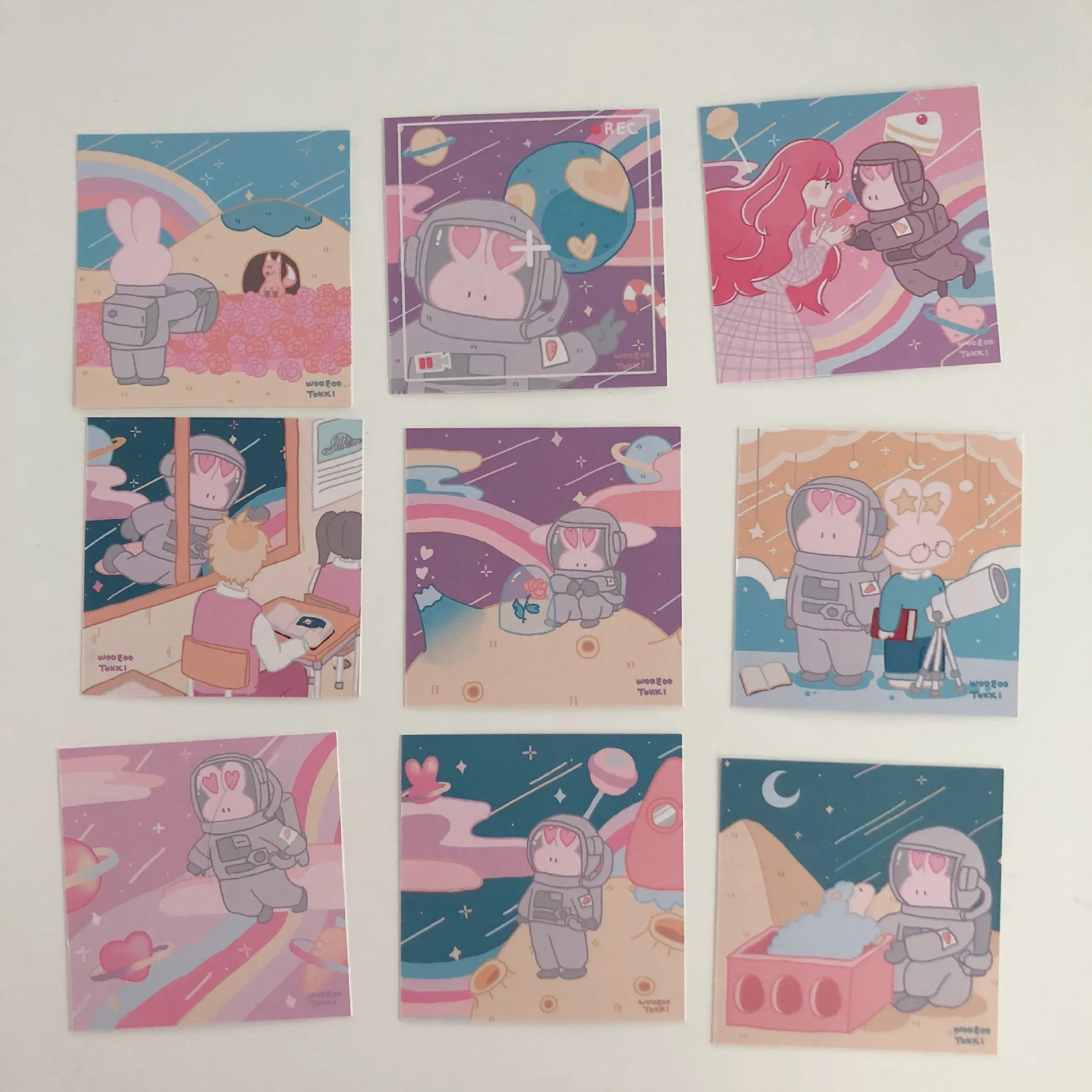

9sheets Cute Astronaut Rabbit Decoration Cards Illustration Postcard Creative Greeting Card Background Picture Photography Props