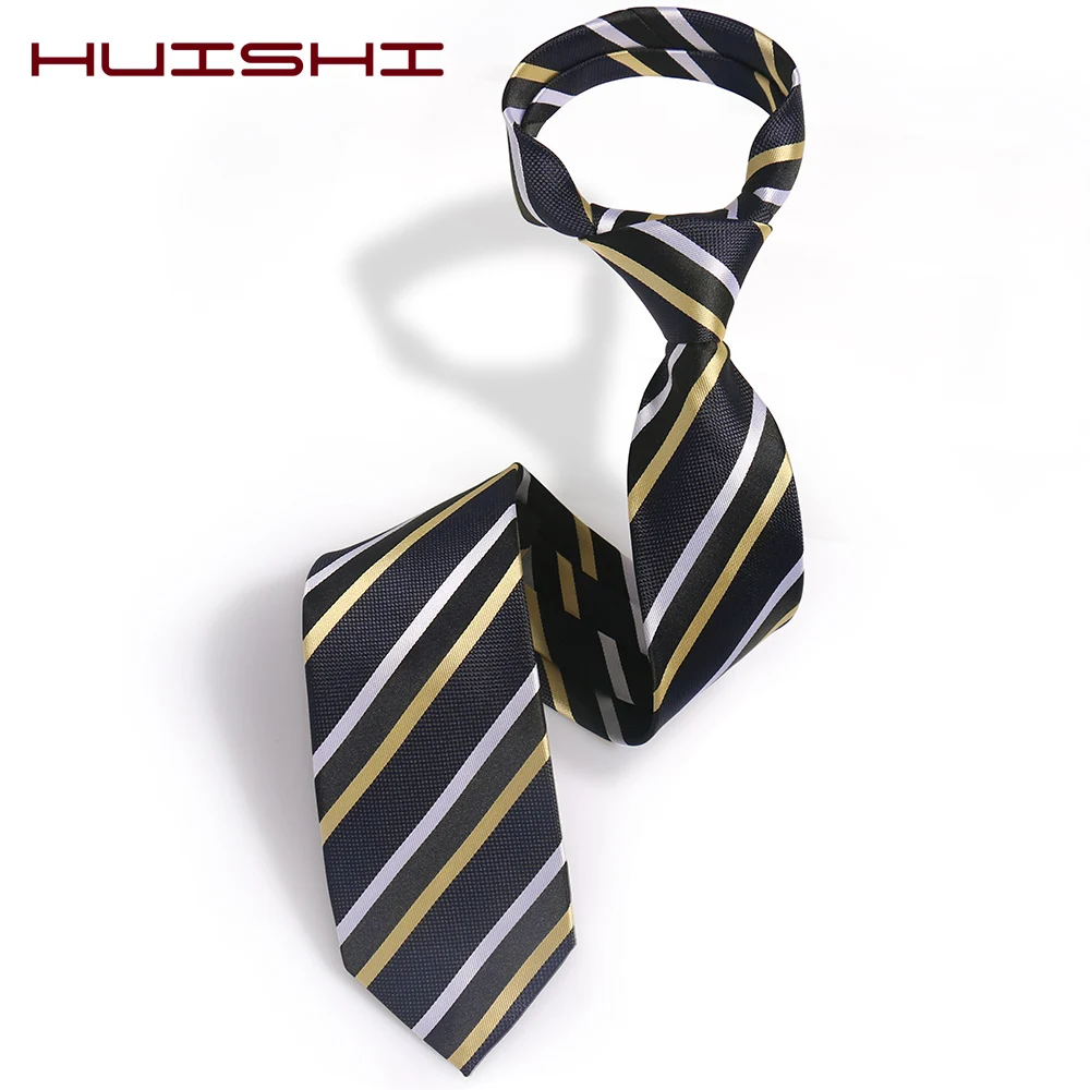 

HUISHI Men's Ties New Fashion Striped Blue Grey Classic Neck Ties Leisure Business Wedding High Quality 8cm Necktie For Men