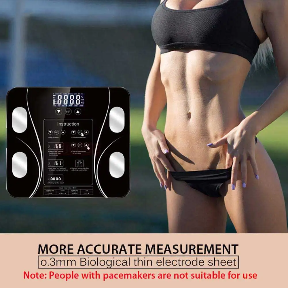 Bathroom Scale LED Electronic Digital Weight Scale Body Fat Smart Household Weighing Balance Connect Composition Weight Scale