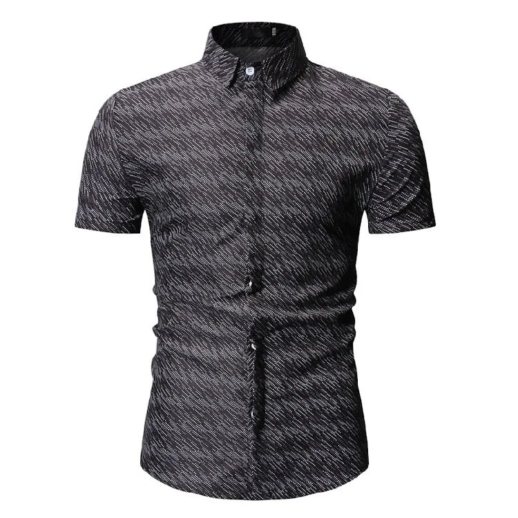2019 новая стильная мужская рубашка с принтом, импортные товары, летняя повседневная мужская рубашка с коротким рукавом и темным контролем