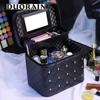 

PU Cosmetic Bag Korean Version Simple Large Capacity Multilayer Cosmetic Box Waterproof Portable Cosmetic Receiving Bag