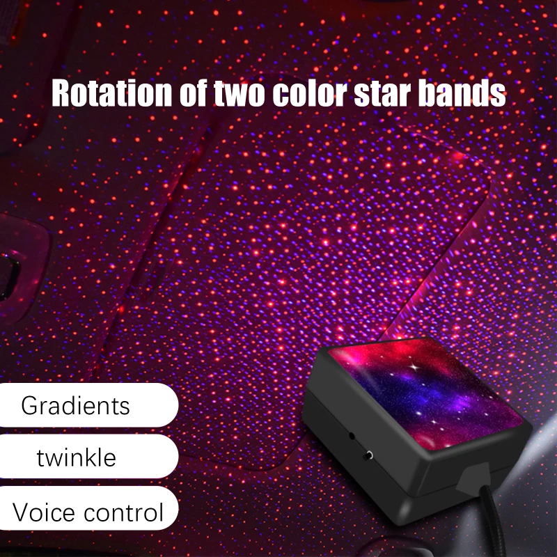 

USB Car Led Atmosphere DecorativeLamp Roof Star Night Light Projector Adjustable Car Styling Automotive Interior Two-color Light