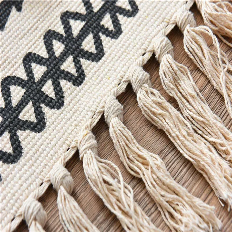 Богемные прямоугольные тканевые плетеные коврики дверной коврик для гостиной