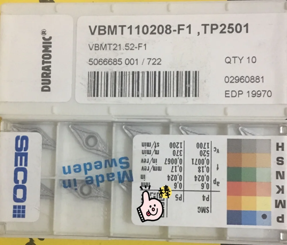 10 шт. инструменты твердосплавные вставки VBMT110208-F1, TP2501