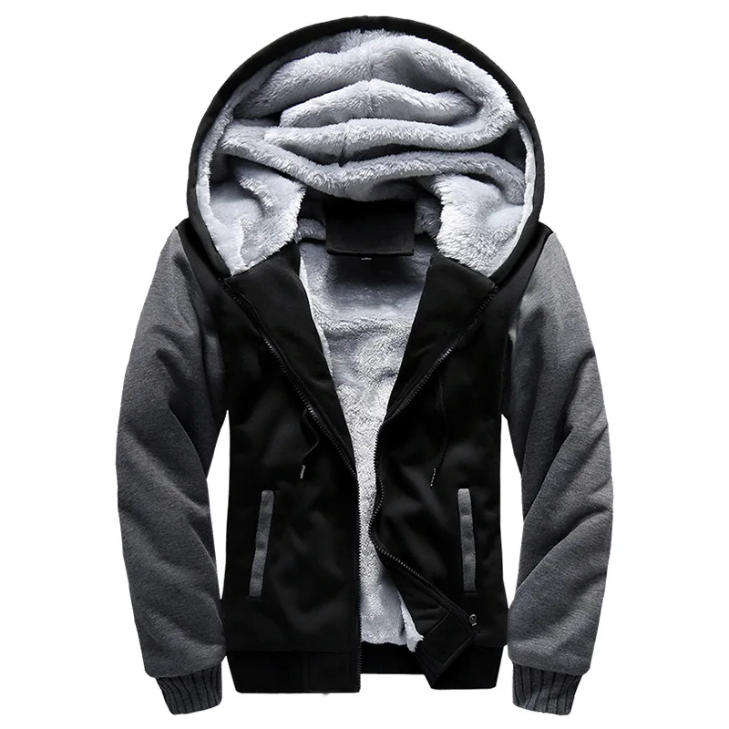 

Mens Winter Jacket 2020 Winter New Sports Thick Sweater Plus Velvet Solid Color Hooded Jacket Male Long Coat Designer Clothes