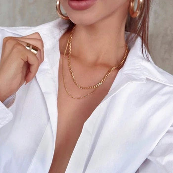 

WOMEN CURB CHAIN CHOKER GOLD COLOR FILLED CHAIN LINK NECKLACE LAYERING STATEMENT NECKLACE EVERYDAY MINIMAL NECKLACE GIFT FOR HER