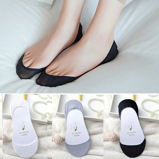 6pcs/3pair Boat Socks for Summer Anti Slip Silicone No Show Socks for Women High Heel Shoe Liner Socks Chausette Femme Invisible 3 colors