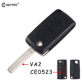 KEYYOU 2 3 Bottoni di Vibrazione Pieghevole Chiave A Distanza Dell'automobile Borsette Caso Fob Per Citroen C2 C3 C4 C6 Berlingo Con VA2 Lama CE0523 Supporto