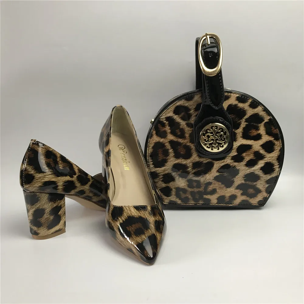 Новейшие леопардовые женские мягкие балетки на высоком каблуке, женские наборы сумочек, женские туфли с острым носком наивысшего качества с сумочкой 36-43 A9-3