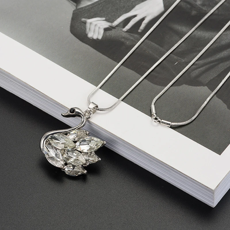 LWMMD квадратная Подвеска из кристалла, длинное ожерелье с кисточками для женщин, модное ювелирное изделие,, Серебряная цепочка с гематитовым покрытием - Окраска металла: 8