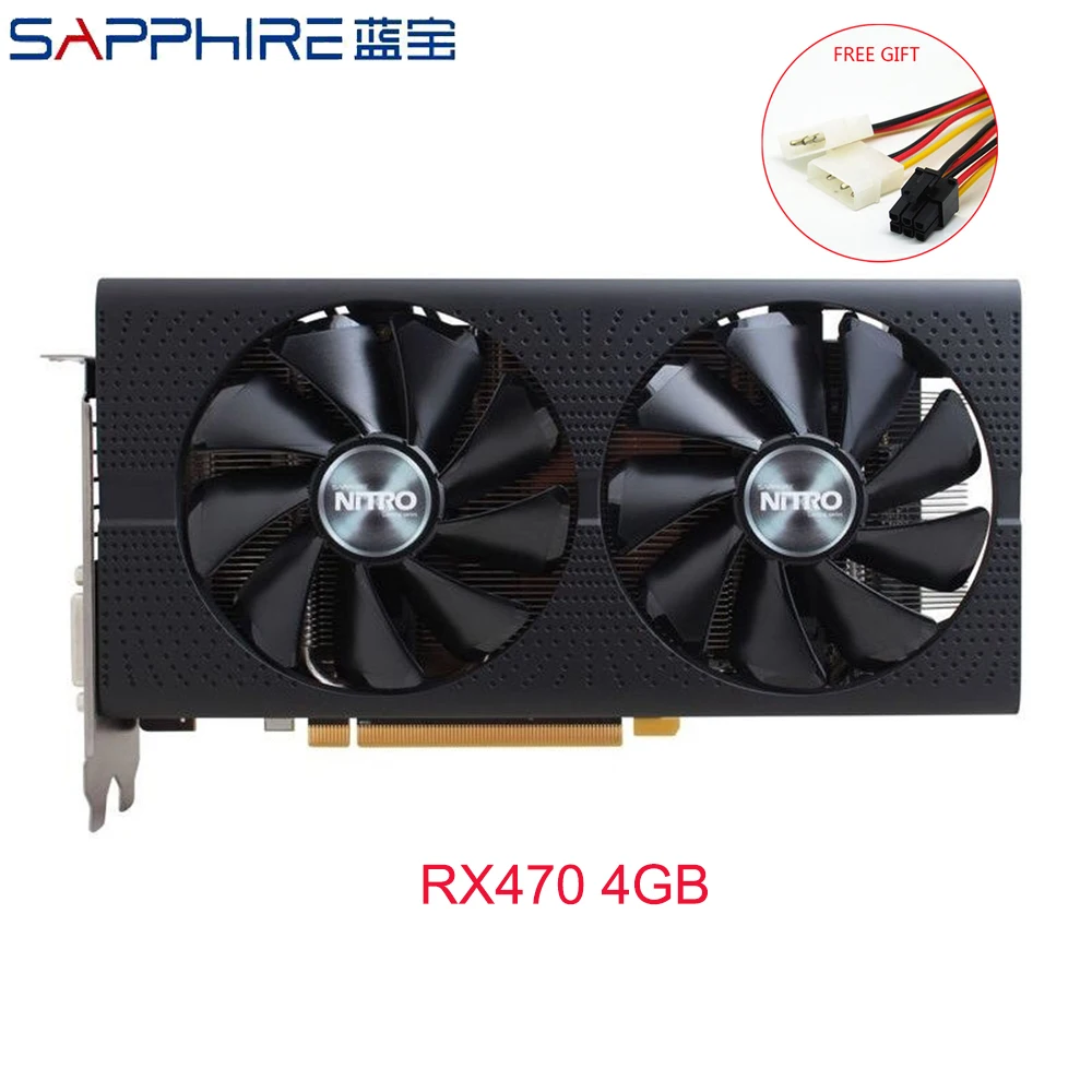 

SAPPHIRE AMD Radeon RX470 4GB DDR5 Graphics Cards Gaming PC Video Card GPU RX470 256bit GDDR5 PCI Express 3.0 Desktop Used Cards
