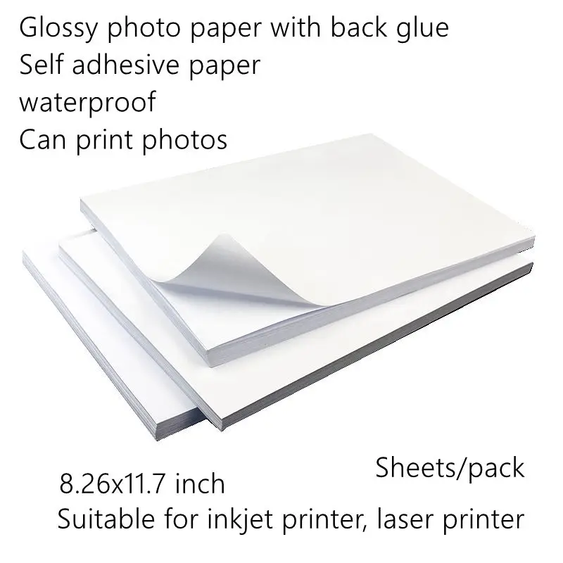 glossy full sheet adhesive paper