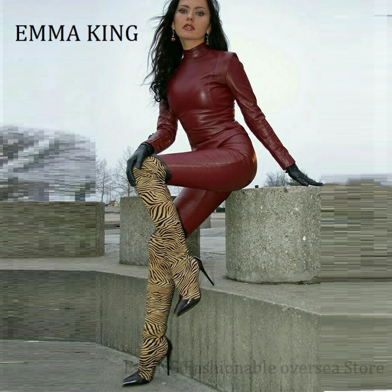 zebra print over the knee boots