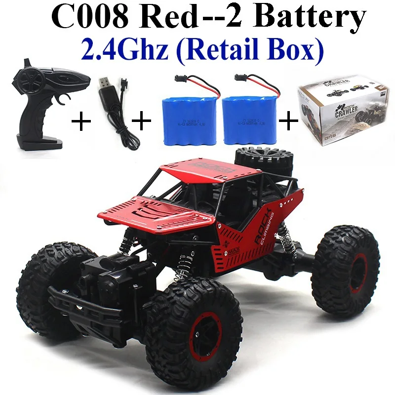 1:16 Рок Гусеничный пульт дистанционного управления автомобиль RC автомобиль машины на радиоуправлении led 2,4 Ghz 4WD внедорожник C008 - Цвет: C008-Red-Set-4