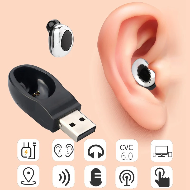 Мини беспроводные Bluetooth наушники музыка свободные руки USB скрытый наушник