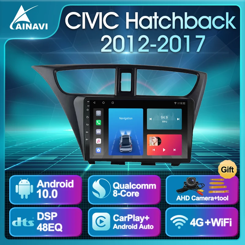 Автомобильный радиоприемник Android 10 0 QLED экран для Honda CIVIC Hatchback 2012-2017 автомобильный