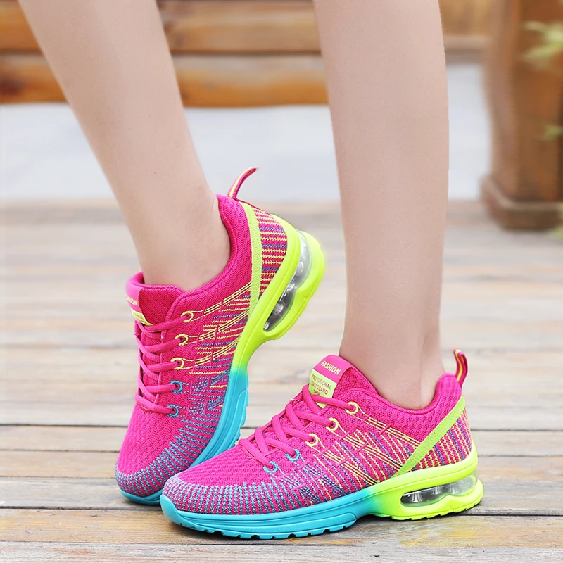 Ladies Sneakers Mesh Cloth Breathable Casual Running Shoes Korean Lace Up Non-Slip Gym Training Shoes Student Tide Shoes