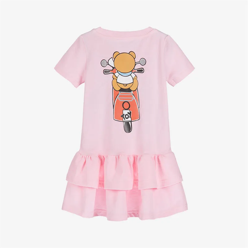 Kid Toddler Baby Girl Clothes Cartoon Bear Print Cotton Dresses Sundress Casual Short Sleeve Summer Dress Outfit 2-8Y | Детская одежда