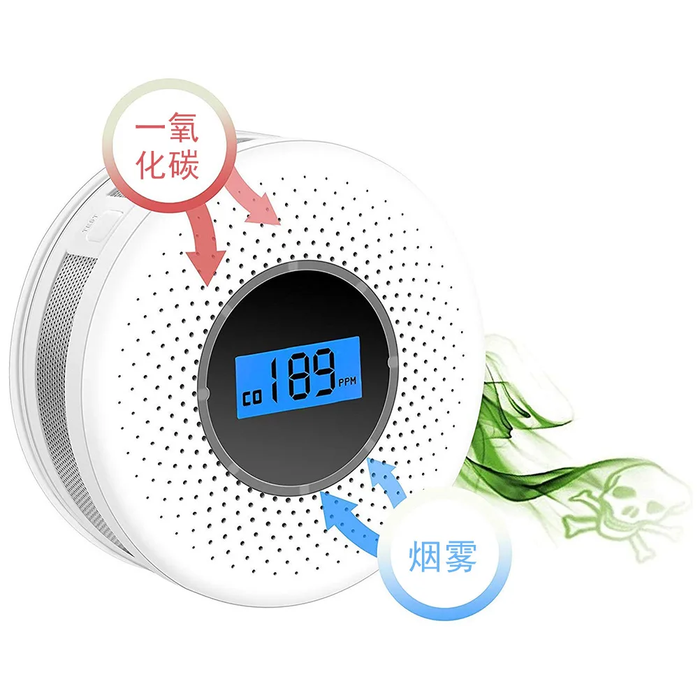 

Explosion type carbon monoxide smoke composite detector two in one wireless ceiling mounted audible and visual alarm