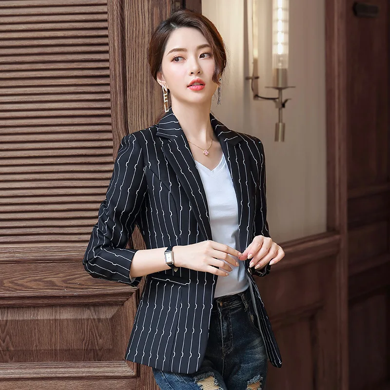 

Stripes Small Suit Coat Women's Autumn 2019 Spring And Autumn New Style Casual Online Celebrity Early Autumn Suit WOMEN'S Top