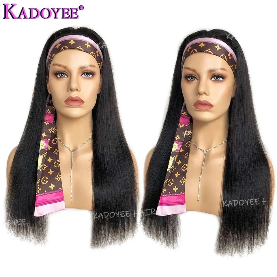 

Headband wigs Straight Human Hair Wig for Women Brazilian Remy Machine Wig Human Hair Glueless Wig with Headband Natural Color