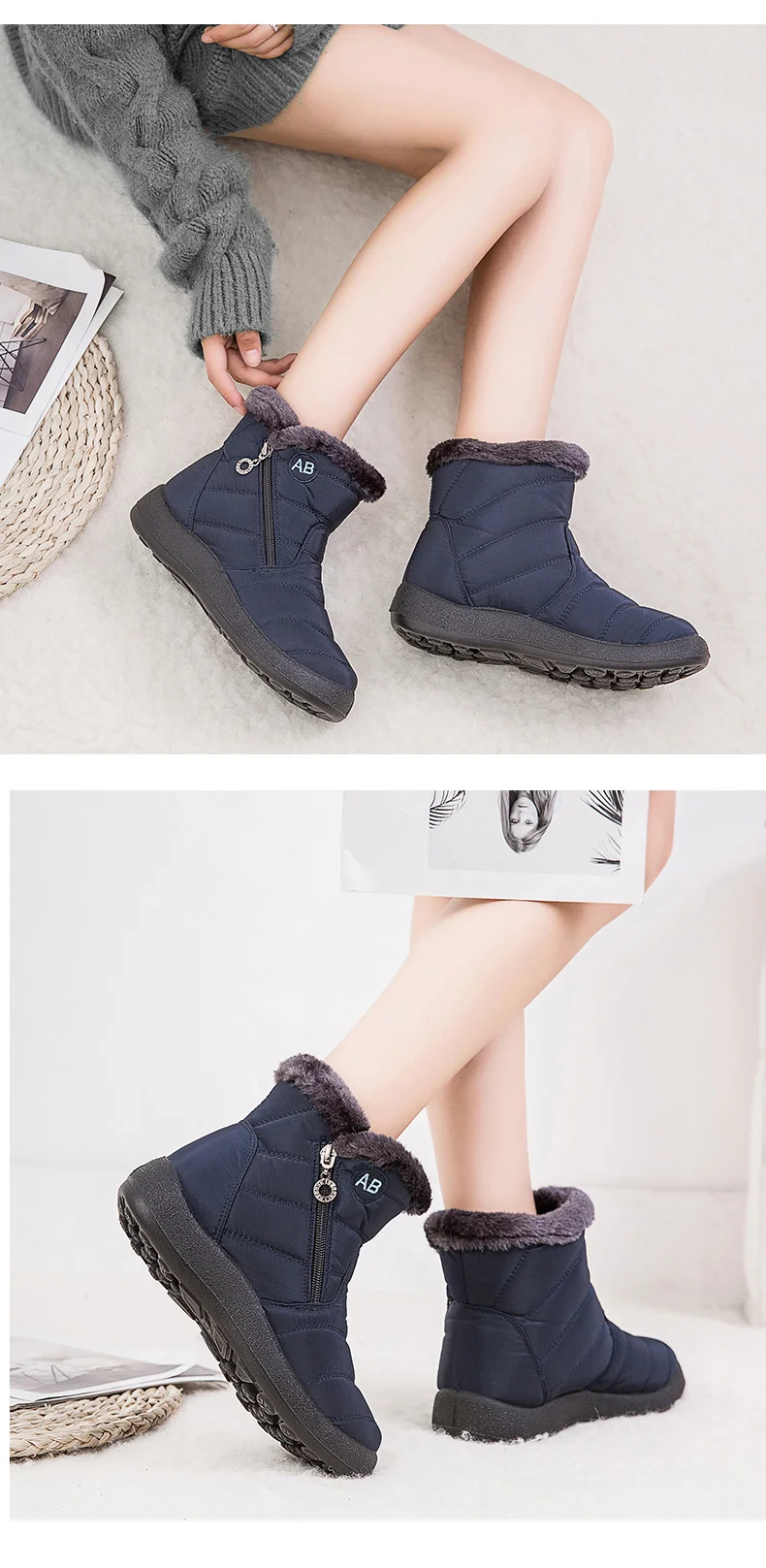 YIKUYUBO/ г.; женские ботинки; Зимние женские ботильоны; теплая короткая плюшевая стелька; женские зимние ботинки на плоской подошве с молнией