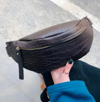 

Crocodile Pattern PU Leather Waist Bags For Women 2019 Solid Color Funny Packs Ladies Belt Bags For Phone Female Funny Pack