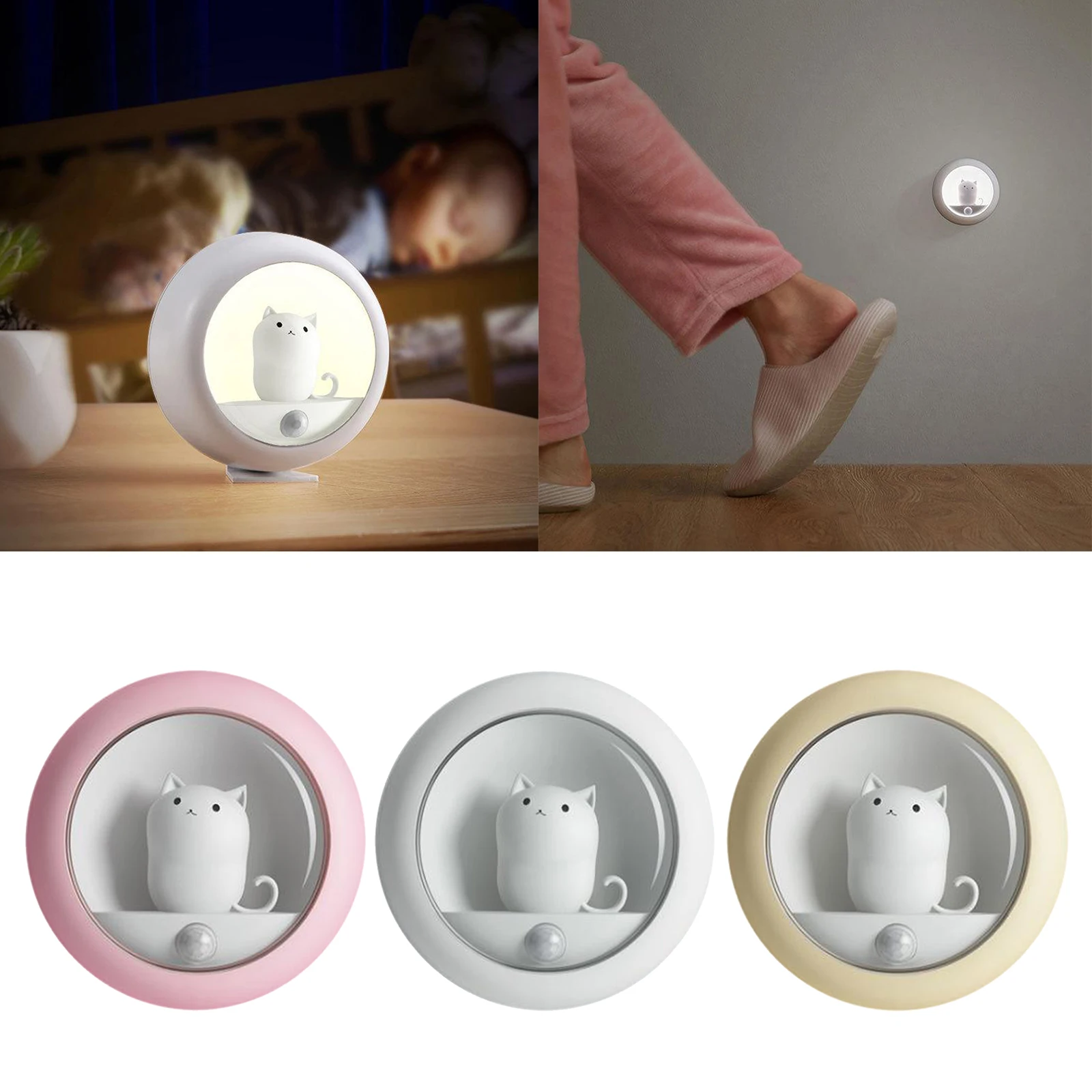 

Motion Sensor LED Night Light Cordless Battery-Powered Light 1pc Cute Design