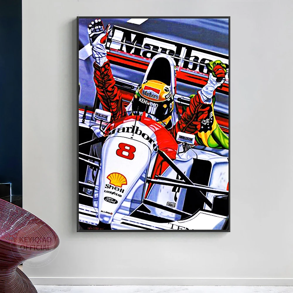Ayrton Senna Canvas Painting Print Poster Photo Art F1 Formula Nordic Poster Wall Art Picture For Living Room Home Decoration