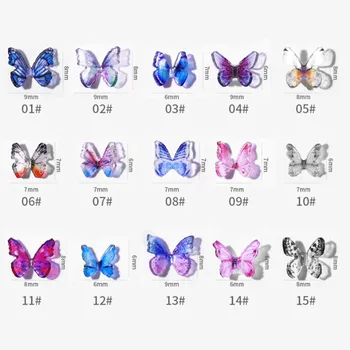 

NEW 3D Chiffon Butterfly With Double Layer Wings Vivid Cloth Butterfly With Nail Diamond Nail Art Decorations Nail Accessories