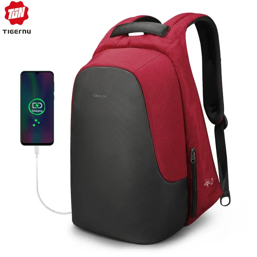 Продажа Tigernu 2019, Женский Повседневный Рюкзак с защитой от кражи, 15,6 дюймов, для ноутбука, водонепроницаемый, для мужчин, зарядка через usb, для путешест...