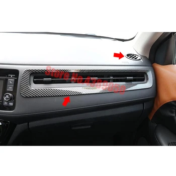 

ABS Carbon fibre For Honda VEZEL HR-V 2015 2016 2017 Accessories Car Front conditioner air Outlet decoration Cover Trim Sticker