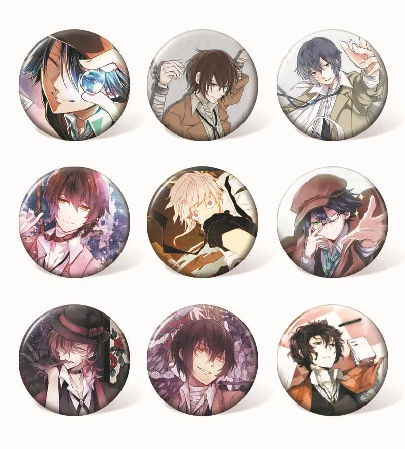 

9pcs/lot Anime Badges Bungou Stray Dogs Cosplay Badge Holder Cartoon Collection Badges for Backpacks