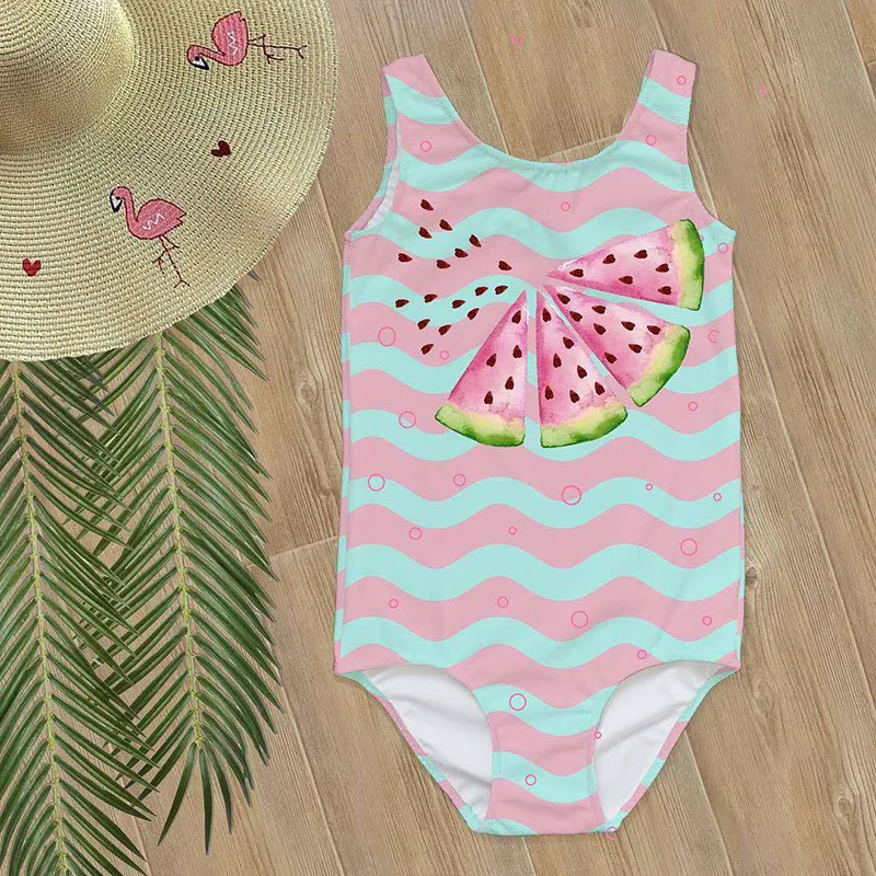 Kids Girl Swimsuit One-Piece Children Swimwear Watermelon Little Girl 2020 Summer Swimming Suit Ruffle Child Girl sea Clothes