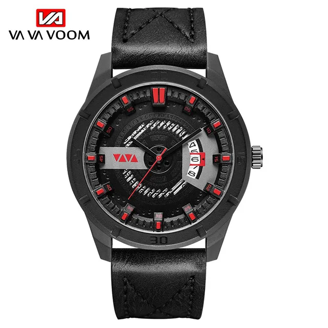 Relogio Masculino мужские часы Топ люксовый бренд модные спортивные водонепроницаемые часы мужские кожаные кварцевые часы мужские reloj hombre - Цвет: Black Red