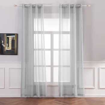 

1pc Pure Color Tulle Curtain Door Window Curtain Drape Panel Sheer Scarf Valances Room Curtains For Modern Bedroom Living