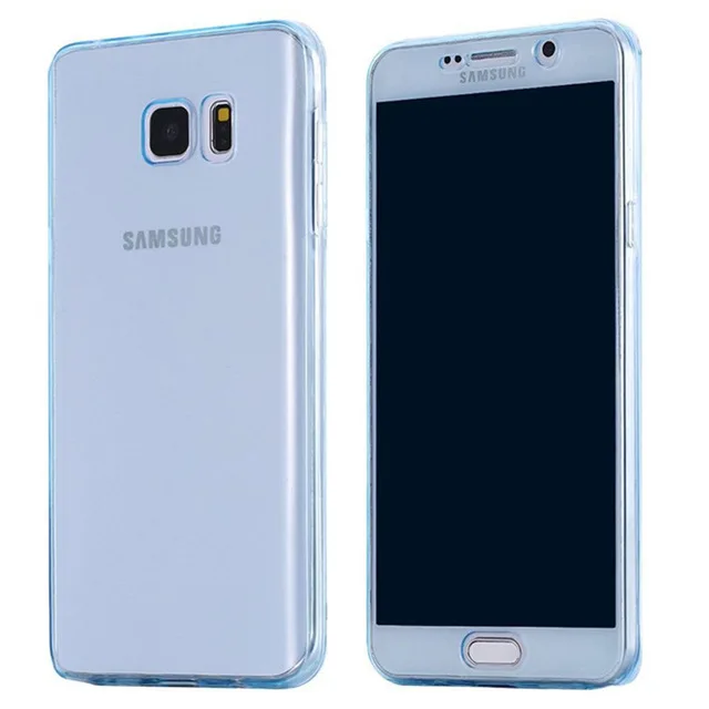 360 двойной силиконовый чехол для телефона для samsung Galaxy S6 S7 край S8 S9 плюс A5 A6 A8 A9 J4 J6 M10 M20 M30 A30 A40 A50 A60 A70 чехол - Цвет: Синий