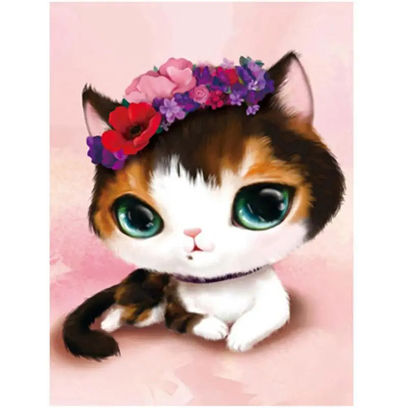 

Beauty DIY 5D Diamond Painting Cross Stitch Rhinestone Embroidery Home Decor Set(Cat)