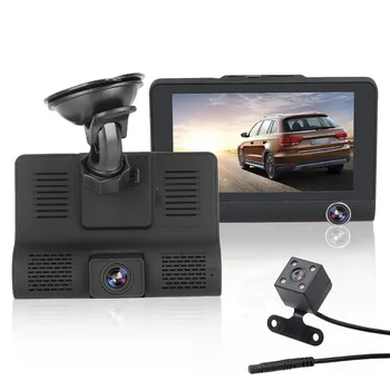 

HD Night Car Dvr Dash Cam 4.0 Inch Video Recorder Auto Camera 3 Camera Lens With Rear View Camera Registrator Dashcam DVRs