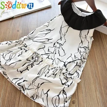 Sodawn/платье для маленьких девочек; платье принцессы с круглым вырезом и рисунком чернил; 20 креативных летних детских платьев; детская одежда для девочек