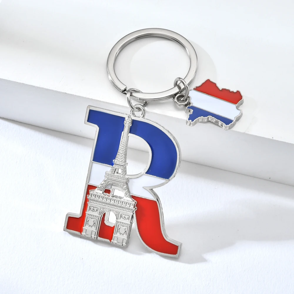 Eiffel Tower and Arc de Triomphe Paris France Metal Keyring Eiffel Tower and Arc de Triomphe Paris France Metal Keyring