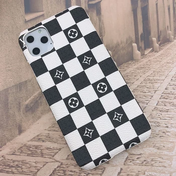 

Luxury Brand Checkered Phone Case For Apple iPhone 11 Por Max 6 7 8 Plus Se 2020 X XR XS PU Leather Cover Phone Accessories Bag