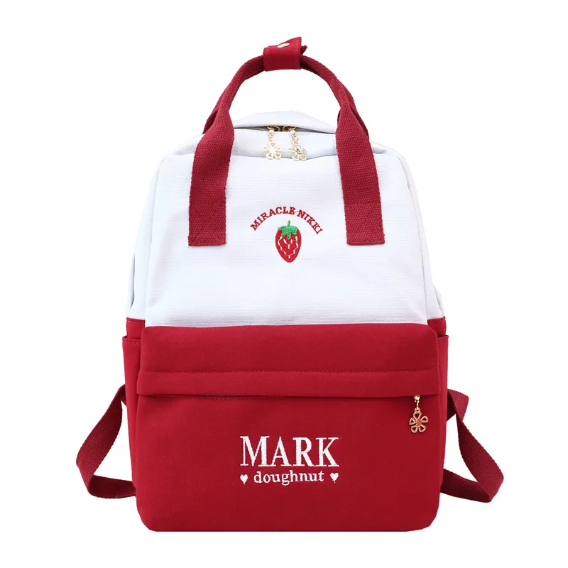 Модные японские милые школьные сумки с фруктовым молоком, мягкие холщовые рюкзаки, Новое поступление, женские школьные сумки, сумки через плечо - Цвет: Красный