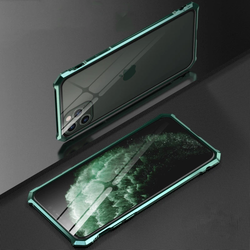 Роскошный металлический чехол для iphone 11 Pro Max прозрачная задняя крышка из