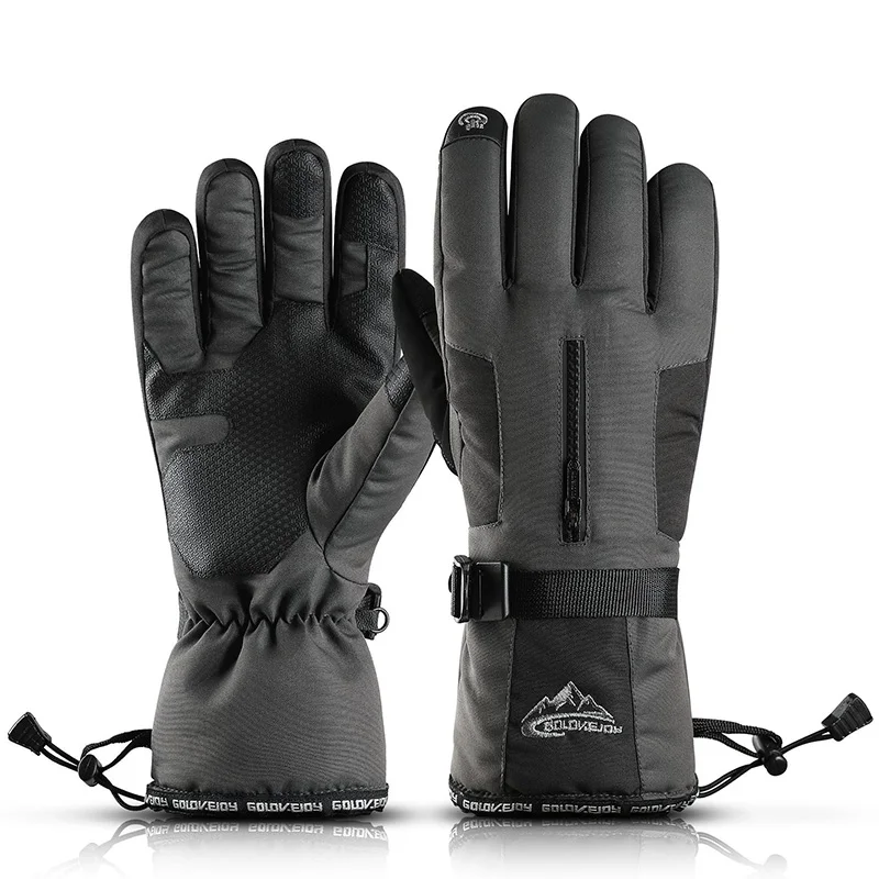 5 ski gloves Зимние водонепроницаемые перчатки для катания на лыжах с сенсорным экраном толстые теплые ветрозащитные карманные нескользящие перчатки для катания на сноуборде перчатки для катания на лыжах - Цвет: 5 ski gloves