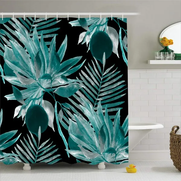 3D принт джунглей растения занавес для ванной Прочный Водонепроницаемый полиэстер занавеска для душа с декоративные крючки для ванной 1 шт. 180x180 см - Цвет: color-3