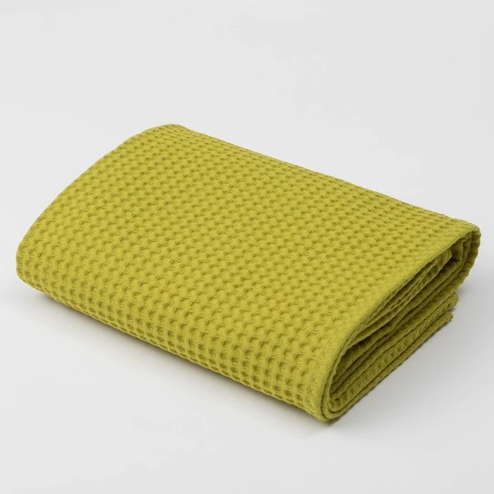 Полотенце вафельное Этель 70х140 см цвет зелёный плотность 240 г/м2|Полотенца для