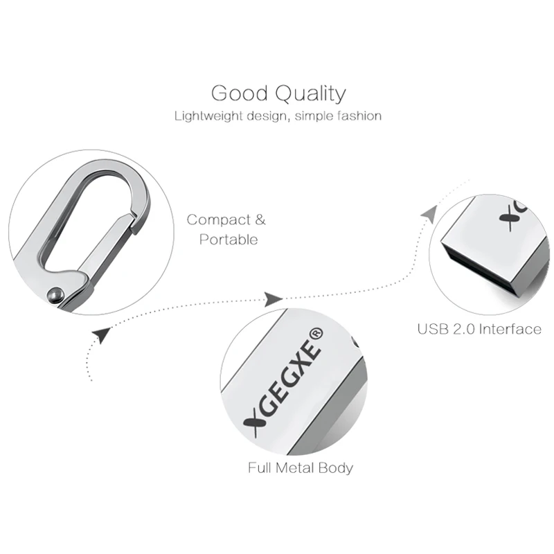 XGEGXE 32 ГБ USB флэш накопитель металлический Флешка 4 8 16 64 Гб 128 брелок для ноутбука ПК