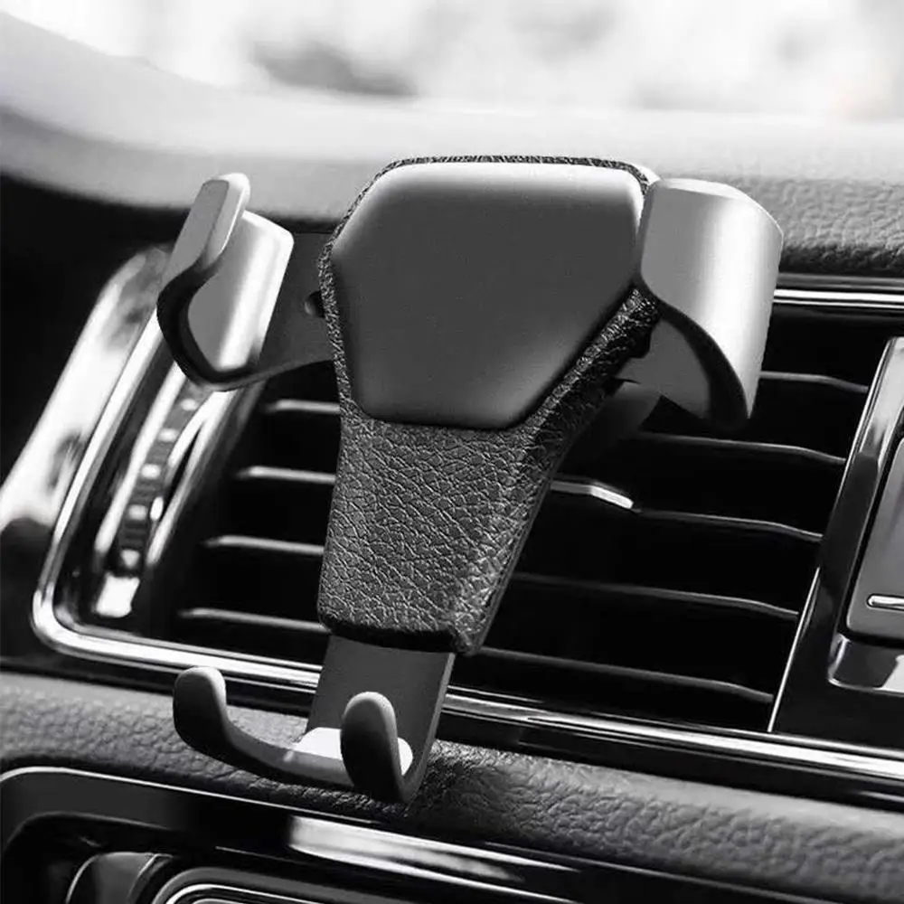 

YAZH New gravity bracket Car air outlet mobile phone holder Universal leather pattern car bracket navigation bracket