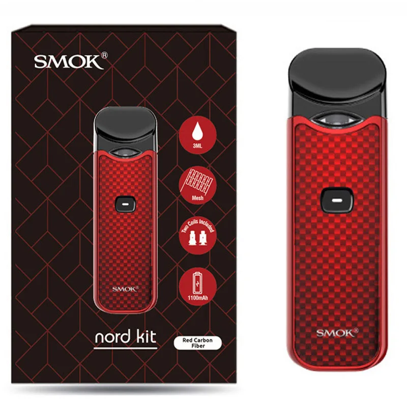 red carbon Smok Nord Pod vape комплект с аккумулятором 1100 мАч 3 мл картридж сетка спиральная электронная сигарета Vape pod Kit vs SMOK novo - Цвет: red carbon